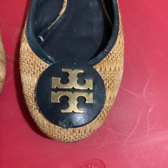 Tory Burch Revia raffia straw ballet - navy blue natural straw - Picture 1 of 6